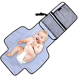 Aautoo Portable Changing Mat Diaper Changing Station Built-in Head Cushion Velcro Tab - Portable Baby Travel Kits
