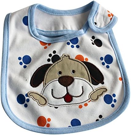 Pack of 5 Waterproof Absorbent Baby Bibs for Babies and Toddlers, 100% Cotten, Colorful Stylish Design(Cute Pattern£ºButterfly, Elephant, Neddy, Dog, Car)Terry Cloth for Boys and Girls,