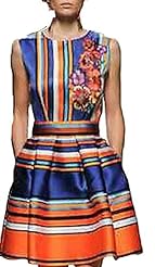 Cocktail Above the Knee Striped Print Sleeveless Mini Dress 