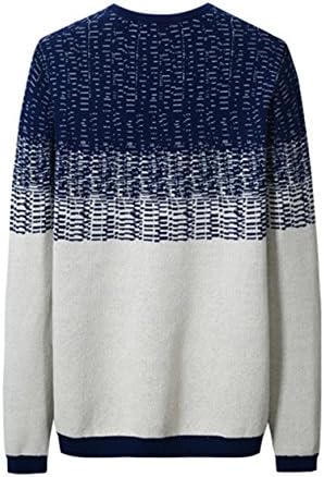 Pste Men's Color Block V Neck Slim Fit Knit Sweater Jumper in Cotton Blue XL