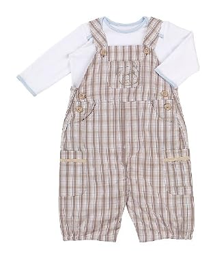 Woven check dungarees set 6-9months

