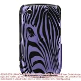 Purple with Black Zebra Face Snap on Hard Skin Faceplate Cover Case for Blackberry Curve 8520 8530
