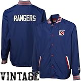 Mitchell & Ness New York Rangers Royal Blue Pep Talk Full Button Jacket (Medium)