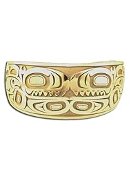 14K Yellow Gold Northwest Coast Native American Orca Bracelet. Made in USA.