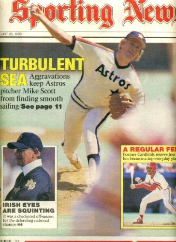 Sporting News August 28 1989 Mike Scott/Houston Astros Cover, Notre Dame Football, Jose Oquendo/St. Louis Cardinals, Jim McMahon/Chicago Bears to San Diego Chargers