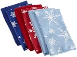 DII Holiday Snowflakes Printed Microfiber Kitchen Towel, Sets of 2 in 3 Colors, Blue, Red, Powder Blue