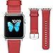 Apple Watch Band, J&D 38mm Genuine Leather Strap Wrist Band Replacement w/ Metal Clasp Adapter for Apple Watch All Models 38mm (Normal Size - Leather Red)