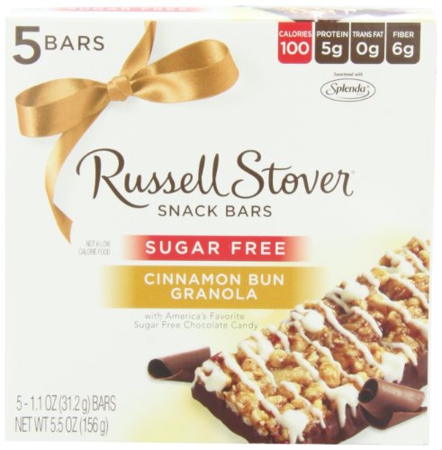 Russell Stover Sugar Free Cinnamon Bun Snack Bar, 5-Count Boxes (Pack of 6)