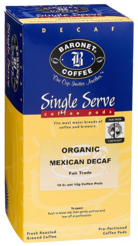 Baronet Coffee Decaf Fair Trade Organic Coffee Pods, 18-Count Boxes (Pack of 4) by Baronet Coffee