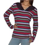 Ocean Pacific OP Womens Cotton Stripe Warm Hoodie Sweatshirt - Large