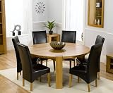 Kentucky Grande Round Solid Oak Dining Table with 6 Black Kentucky Chairs