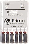 Primo Dental Products EFK311540 K-File, 31 mm, #15/40, Assorted (Pack of 6)