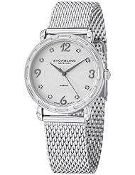 Stuhrling Original Womens 736.01 Audrey Soiree Couture Swiss Quartz Genuine Diamond Silver Dial Mesh Bracelet Watch