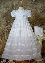 Hot Sale 30" Cotton Batiste White Christening Baptism Gown with Cluny Trim and Bonnet - 18 Month (23-25 lbs)