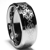 8MM Laser Etched Tungsten Carbide Ring With Design size 11