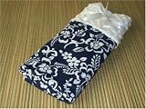 Navy Hibiscus Flannel and Minky Blanket-handmade