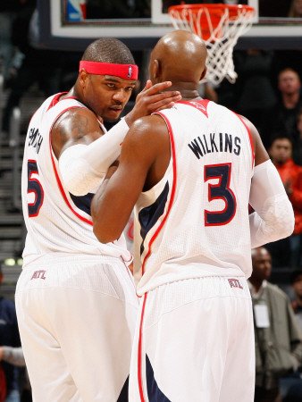 Indiana Pacers v Atlanta Hawks: Josh Smith and Damien Wilkins Photographic Poster Print by Kevin Cox, 42x56