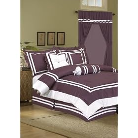 7Pcs Cal King Hotel Cotton Block Duvet Cover Set Purple