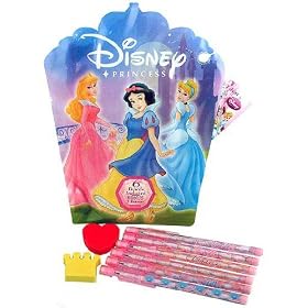 Disney Princess Stationary Set [6 pencils and BONUS 2 erasers]