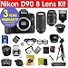 Refurbished Nikon D90 12.3 MP Digital SLR Camera with 8 Lens Deluxe Camera Outfit