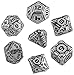 Q-Workshop Metal Tech Dice Set 7 Polyhedral RPG OrnamentedPieces