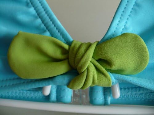 Baby Girl 2 Piece Aqua & Green Trim Swim Suit Bikini 4T Toddler