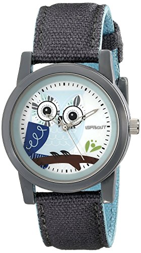 Sprout Women's ST/5512MPGY Grey Organic Cotton Strap Blue Owl Dial  Watch