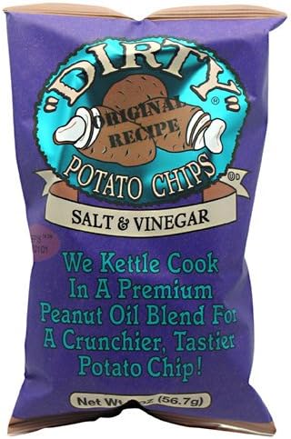 Dirty 6 Pack Caddy 2oz Bags Kettle Potato Chips Assorted Flavors (Salt and Vinegar)