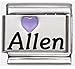 Allen Purple Heart Laser Name Italian Charm Link