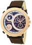 K&BROS Men's 9437-3 On The Road 3 Movements Rose-Gold-plated Watch