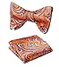 SetSense Men's Floral Jacquard Wedding Party Self Bow Tie Pocket Square Set