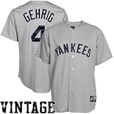 Majestic Lou Gehrig New York Yankees Cooperstown Throwback Jersey - Gray (Large)
