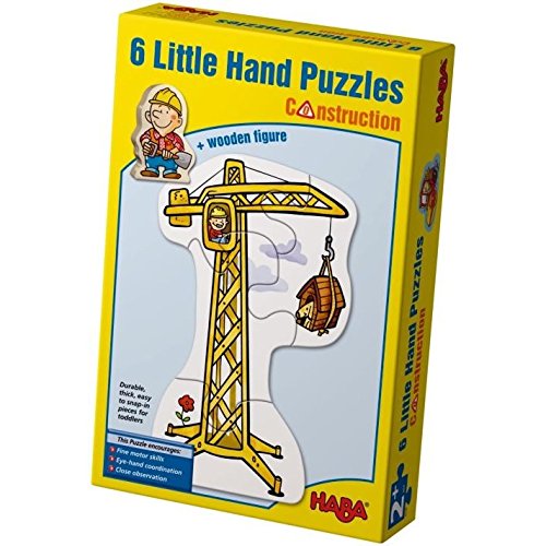 HABA Little Hand Puzzles Construction (2,3,4 pc) - 6 Puzzles for Ages 2 and Up (Made in Germany)