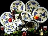 16pc Dinnerware Set, Dinner Set TUSCANY GRAPE DECOR