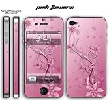 New Apple iPhone 4 Designer Skin with ANTENNA GUARDS- Pink Flowers