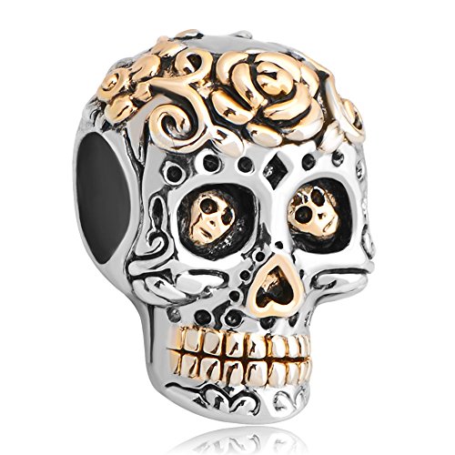 Charmed Craft New Fashion Skull Flower Halloween Charms Jewelry Beads Fit Pandora Charm Bracelet Gifts