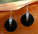 Bull horn earrings, 'Endless Beauty' 1.6 W 2.6 L