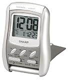 Sharp 0.6 LCD Folding Travel Alarm Clock SPC301 with Silver Case