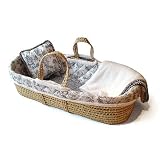 Tadpoles Toile Moses Basket 4-pc. Set - Black/White