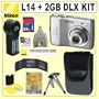 Nikon Coolpix L14 Silver 7.1MP Digital Camera + 2GB Accessory Kit w/2 Year Extended Warranty