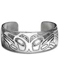 Sterling Silver Orca/Ravens Northwest Coast Native American Bracelet. Made in USA.