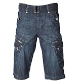 516JJS57KcL. SL160  Crafted Belt Denim Shorts   Dark blue   Mens
