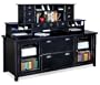 Tribeca Loft Black Credenza with Two Hutches Distressed Painted Black Finish