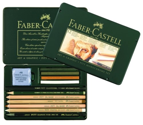Childrens Toyshop  Toys : Faber Castell 12 Piece Monochrome Art Drawing Set in Tin Case