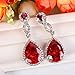 EVER FAITH Austrian Crystal Red Drop CZ Stunning Wedding Infinity 8-Shaped Pierced Dangle Earrings