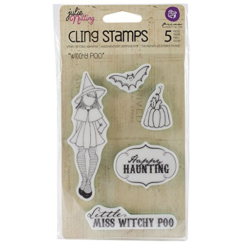 Prima Marketing Julie Nutting Mixed Media Cling Rubber Stamps -Witchy Poo, .75-Inch by 1.5-Inch by 1.25-Inch by 4-Inch