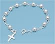 Sterling Silver Bracelet - Rosary 5mm Beads - 4.7g Weight - 14mm Charm Size