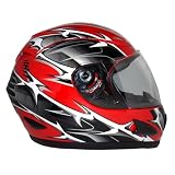 Motorcycle Full Face Helmet DOT - Spikes Red - XXL