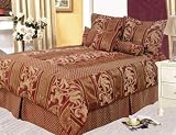 7Pcs Burgundy Joyce Jacquard Comforter Bed in a Bag Queen