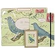Bluebird on Green combination set: Elastic bound notebook, Set of 18 bookplates and Tabbed file folders